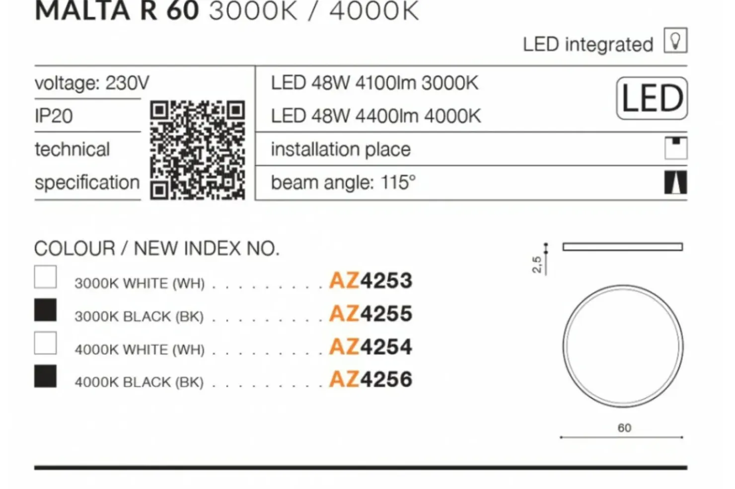 Szeroki klasyczny plafon LED AZ4253 MALTA | Kaja*Sklep Kaja Cheap