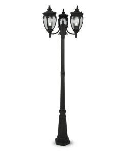 Trójramienna, wysoka lampa ogrodowa latarnia O414FL-03BZ z serii FLEUR*Sklep Kaja Best