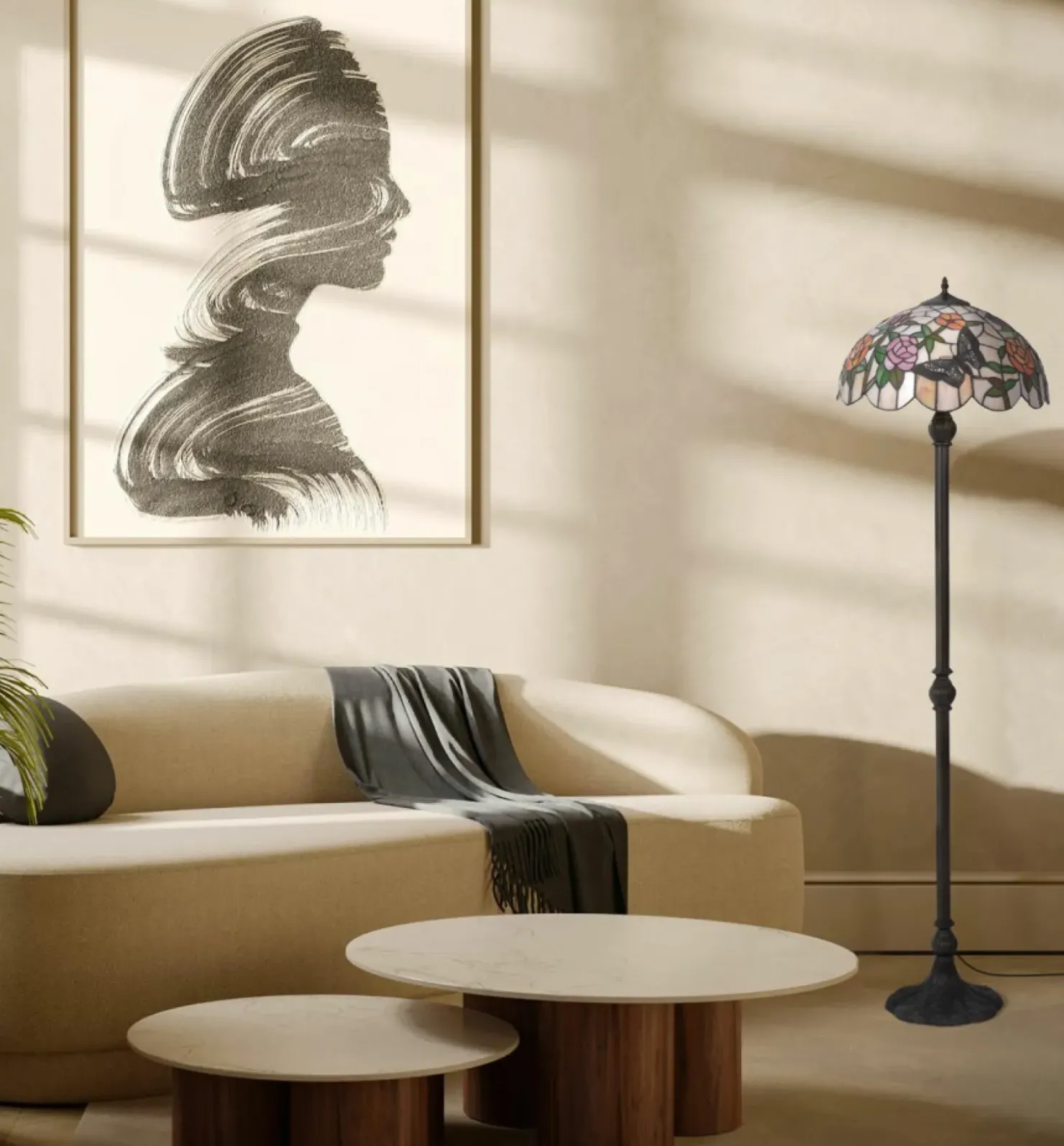 Unikalna lampa podłogowa, dekoracyjny witraż K-F16835 z serii ROSE*Sklep Kaja Sale