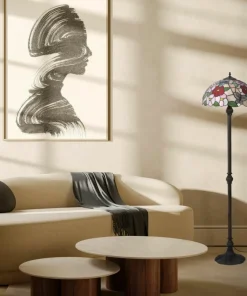 Wielobarwna lampa podłogowa, witraż K-F161386 z serii BUTTERFLY*Sklep Kaja Fashion