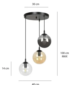 Discount Sklep Kaja Wielokolorowa lampa wisząca z kulami 714/3PREM | Kaja Oświetlenie