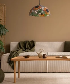 Witrażowa lampa wisząca, regulowana wysokość K-P16814 z serii SUNFLOWER*Sklep Kaja Sale