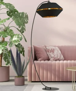 Wygięta lampa z abażurem ze złotym wnętrzem 1183/LP z serii PIANO*Sklep Kaja Cheap