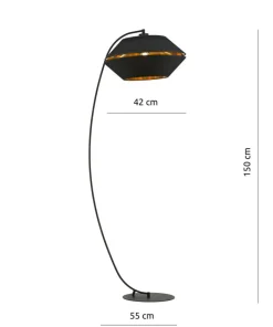Wygięta lampa z abażurem ze złotym wnętrzem 1183/LP z serii PIANO*Sklep Kaja Cheap