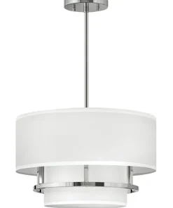 Clearance Sklep Kaja Wyjątkowa lampa z białym abażurem HK-GRAHAM-M-PN z serii GRAHAM polerowanynikiel