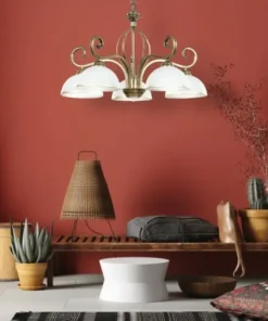 Żyrandol do salonu w stylu vintage, białe klosze 149/5 WIVARA | Kaja*Sklep Kaja Store
