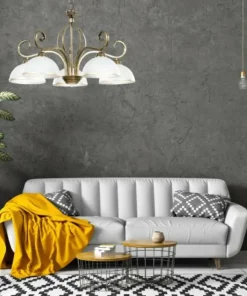 Żyrandol do salonu w stylu vintage, białe klosze 149/5 WIVARA | Kaja*Sklep Kaja Store