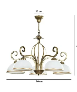 Żyrandol do salonu w stylu vintage, białe klosze 149/5 WIVARA | Kaja*Sklep Kaja Store