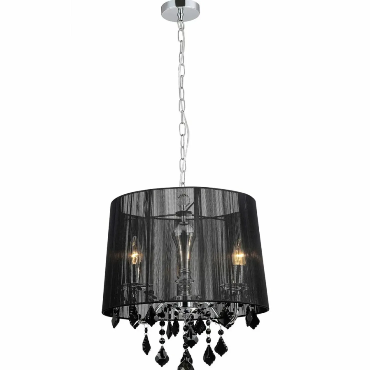 Żyrandol glamour z abażurem MDM-2572/3 BK CORNELIA | Kaja Oświetlenie*Sklep Kaja Shop