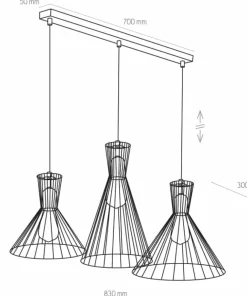 Outlet Sklep Kaja Żyrandol na listwie, druciane klosze TK 3352 SAHARA | Kaja Oświetlenie