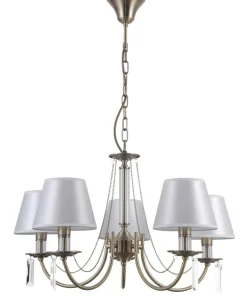 Żyrandol z białymi abażurami PND-28366-5 SOLANA | Kaja Oświetlenie*Sklep Kaja Outlet