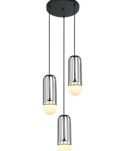 Store Sklep Kaja Żyrandol z drucianymi kloszami MDM-3938/3 BK SIMON | Kaja Oświetlenie