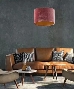 Outlet Sklep Kaja Żyrandol z szerokim różowo-złotym abażurem TK 6164 z serii TERCINO
