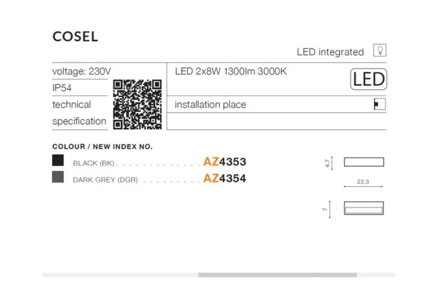 Zewnętrzny kinkiet dwukierunkowy AZ4353 COSEL | Kaja*Sklep Kaja Discount