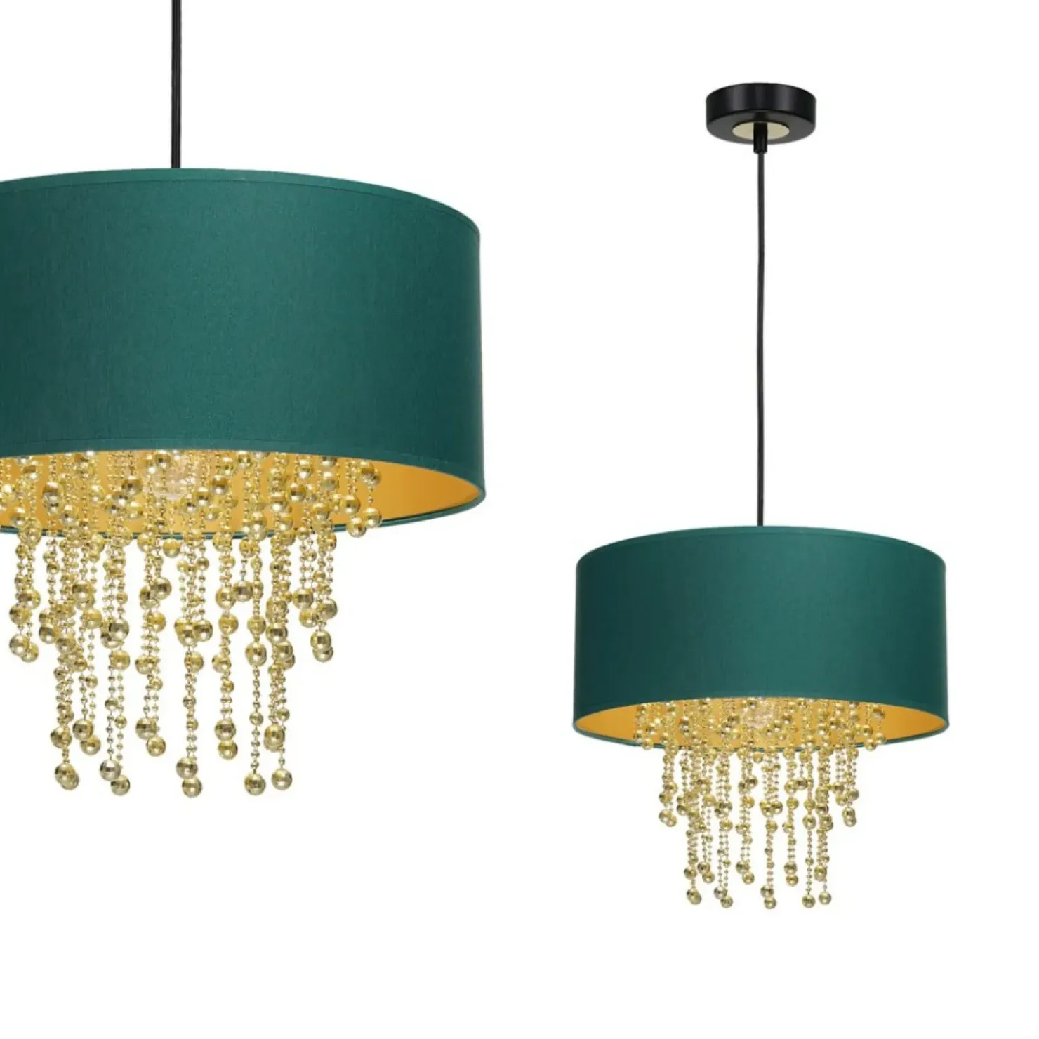 Zielono-złota lampa wisząca z kryształkami MLP6451 z serii ALMERIA | Kaja Oświet*Sklep Kaja Sale