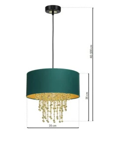 Zielono-złota lampa wisząca z kryształkami MLP6451 z serii ALMERIA | Kaja Oświet*Sklep Kaja Sale