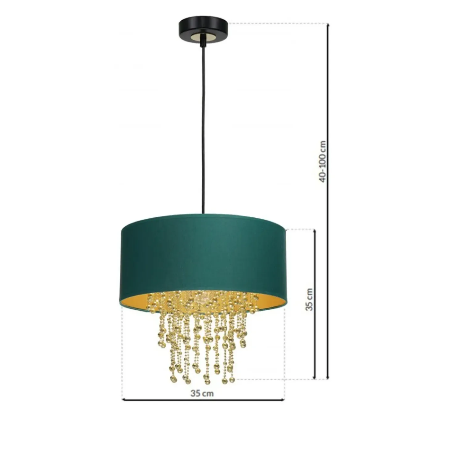 Zielono-złota lampa wisząca z kryształkami MLP6451 z serii ALMERIA | Kaja Oświet*Sklep Kaja Sale