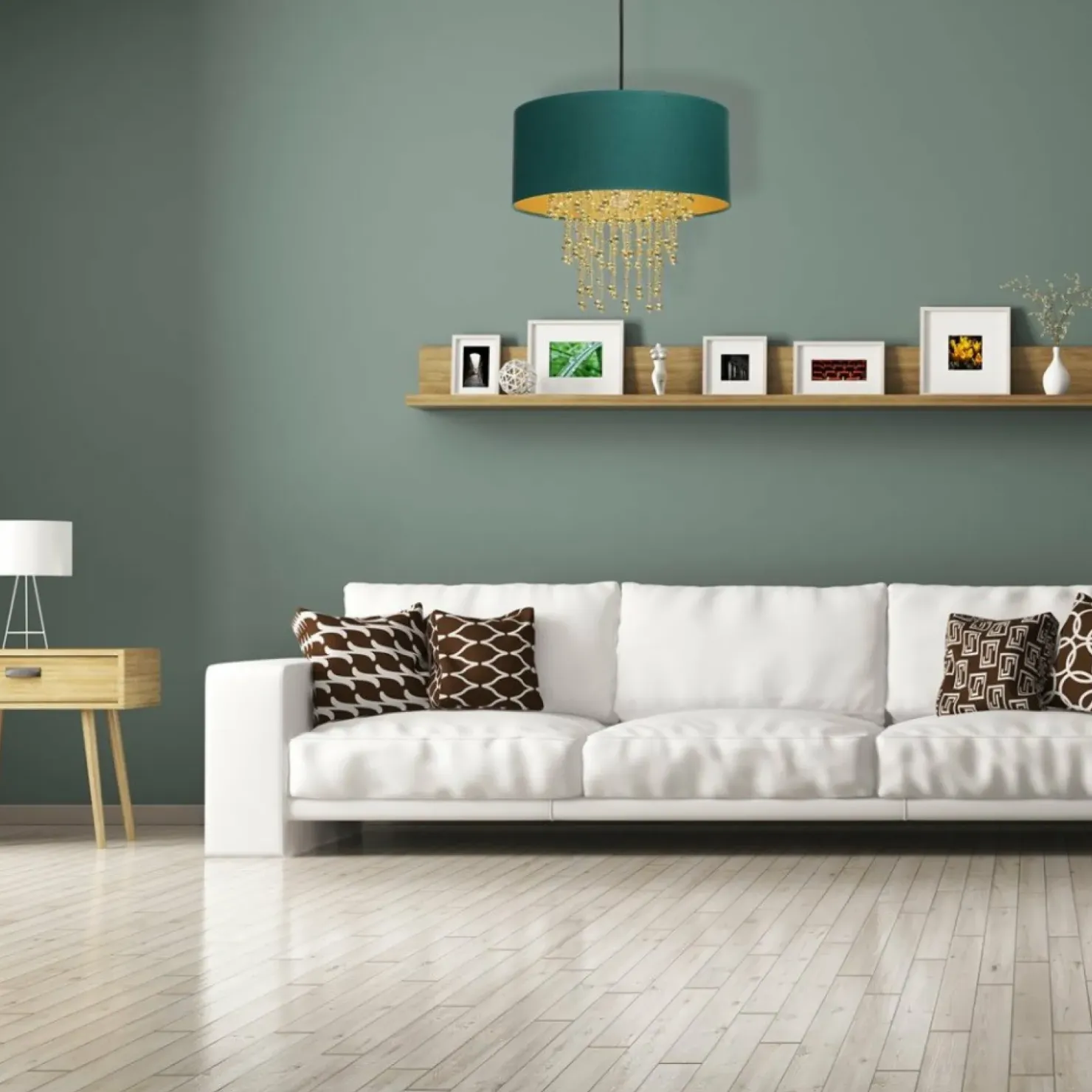 Zielono-złota lampa wisząca z kryształkami MLP6451 z serii ALMERIA | Kaja Oświet*Sklep Kaja Sale