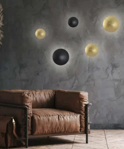 Złota lampa ścienna ⌀26cm LP-8102/1C-18W GD PLATILLO | Kaja*Sklep Kaja Best Sale