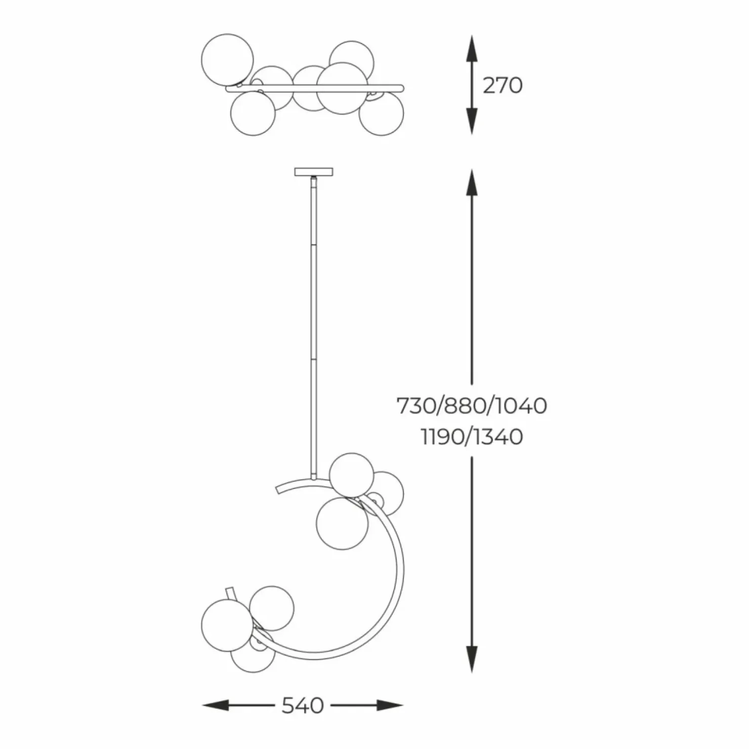 Clearance Sklep Kaja Złota lampa na sztywnym zwisie P0454-06Q-F7AA MOLECULE | Kaja