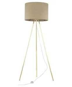 Złota lampa podłogowa z abażurem TK 16036 UMBERTO LINEN GOLD | Kaja*Sklep Kaja Best