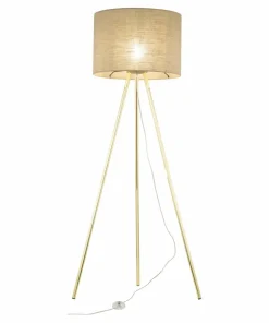 Złota lampa podłogowa z abażurem TK 16036 UMBERTO LINEN GOLD | Kaja*Sklep Kaja Best
