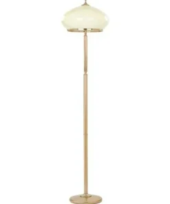 Złota lampa podłogowa z beżowym, szklanym kloszem AL 4421 | Kaja*Sklep Kaja Store