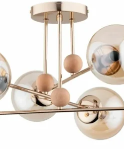Flash Sale Sklep Kaja Złota lampa sufitowa z bursztynowymi kloszami AL 63133 OPTY | Kaja