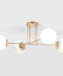 Flash Sale Sklep Kaja Złota lampa sufitowa z czterema białymi kloszami K-5403 z serii LUMIA