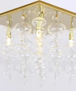 Złota lampa sufitowa z wiszącymi kryształkami RLX92175-5GC - ELLI*Sklep Kaja Shop