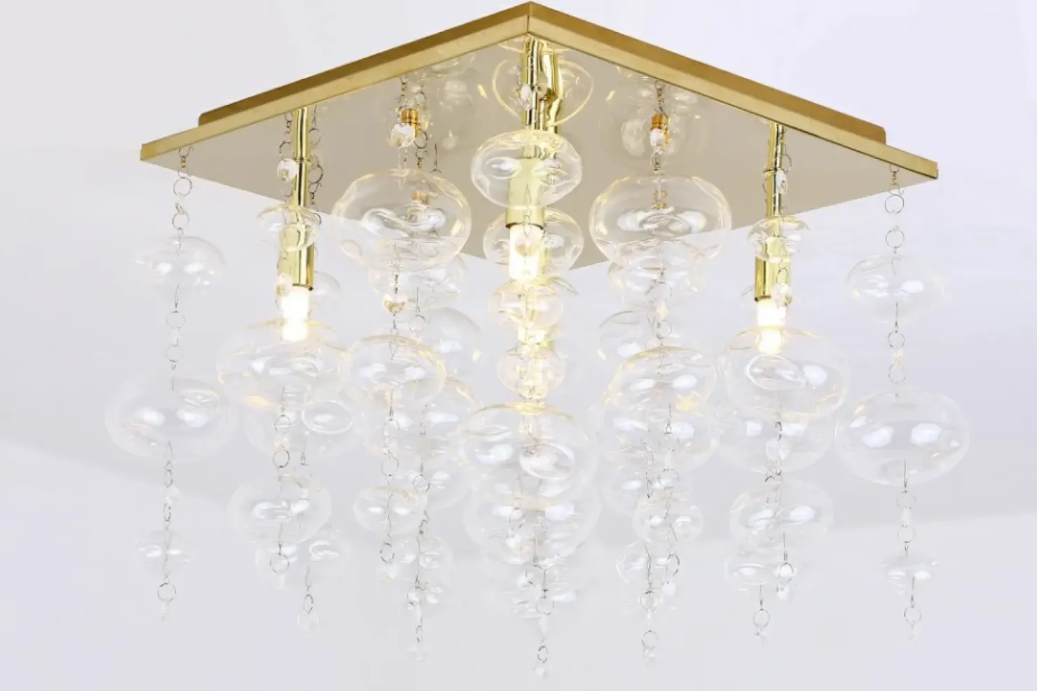 Złota lampa sufitowa z wiszącymi kryształkami RLX92175-5GC - ELLI*Sklep Kaja Shop