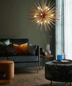 Store Sklep Kaja Złota lampa wisząca dwanaście żarówek 107752 | Kaja Oświetlenie