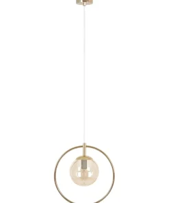 Złota lampa wisząca, geometryczna, z obręczą K-5395 z serii SVEN*Sklep Kaja Online