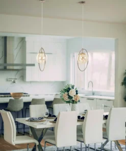 Złota lampa wisząca, geometryczna, z obręczą K-5395 z serii SVEN*Sklep Kaja Online
