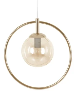 Złota lampa wisząca, geometryczna, z obręczą K-5395 z serii SVEN*Sklep Kaja Online