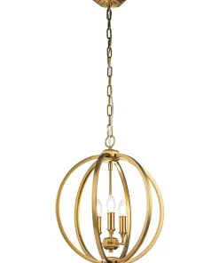 Złota lampa wisząca na łańcuchu FE-CORINNE-3P-M-BB z serii CORINNE*Sklep Kaja New