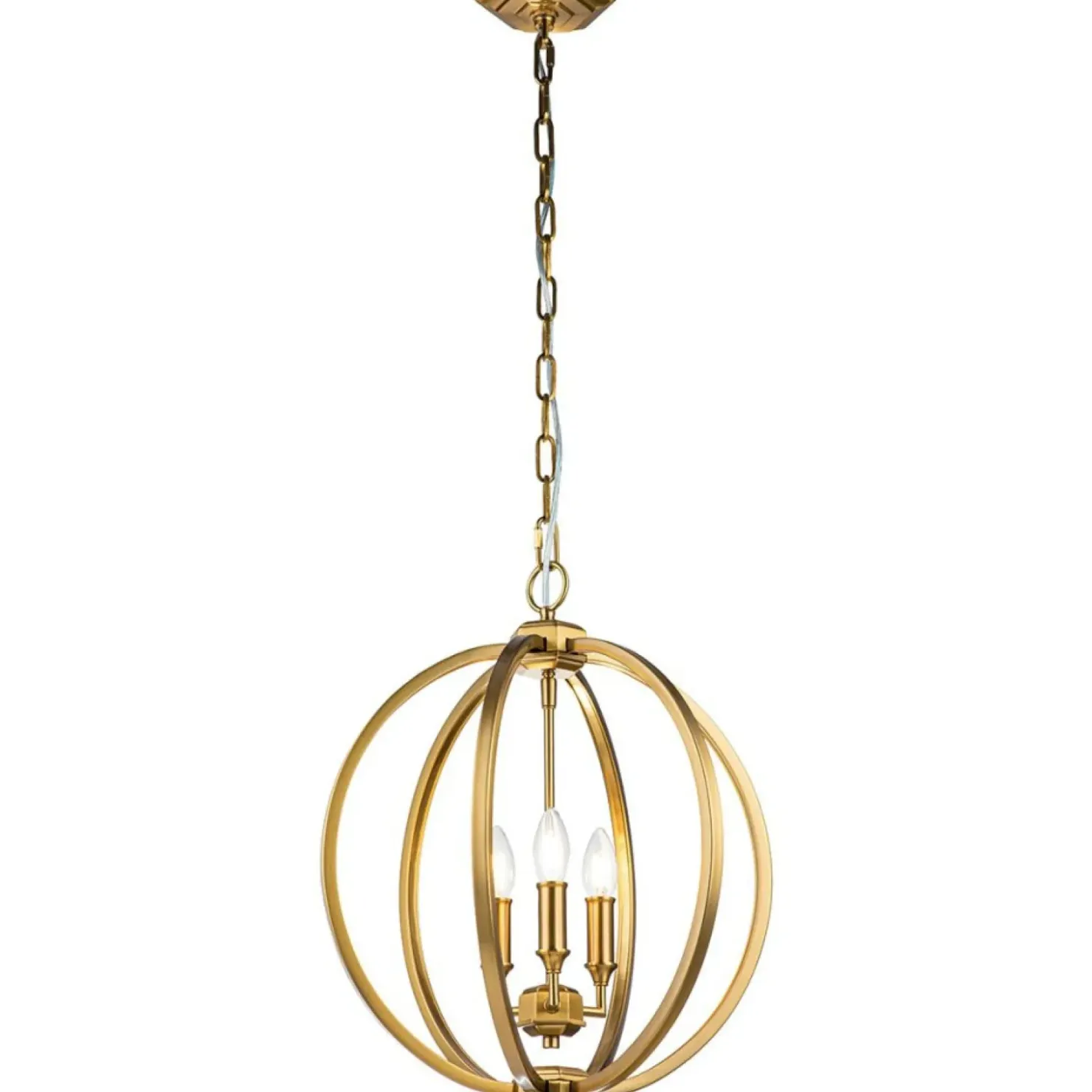 Złota lampa wisząca na łańcuchu FE-CORINNE-3P-M-BB z serii CORINNE*Sklep Kaja New