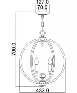 Złota lampa wisząca na łańcuchu FE-CORINNE-3P-M-BB z serii CORINNE*Sklep Kaja New