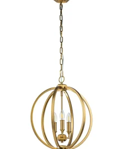 Złota lampa wisząca na łańcuchu FE-CORINNE-3P-M-BB z serii CORINNE*Sklep Kaja New