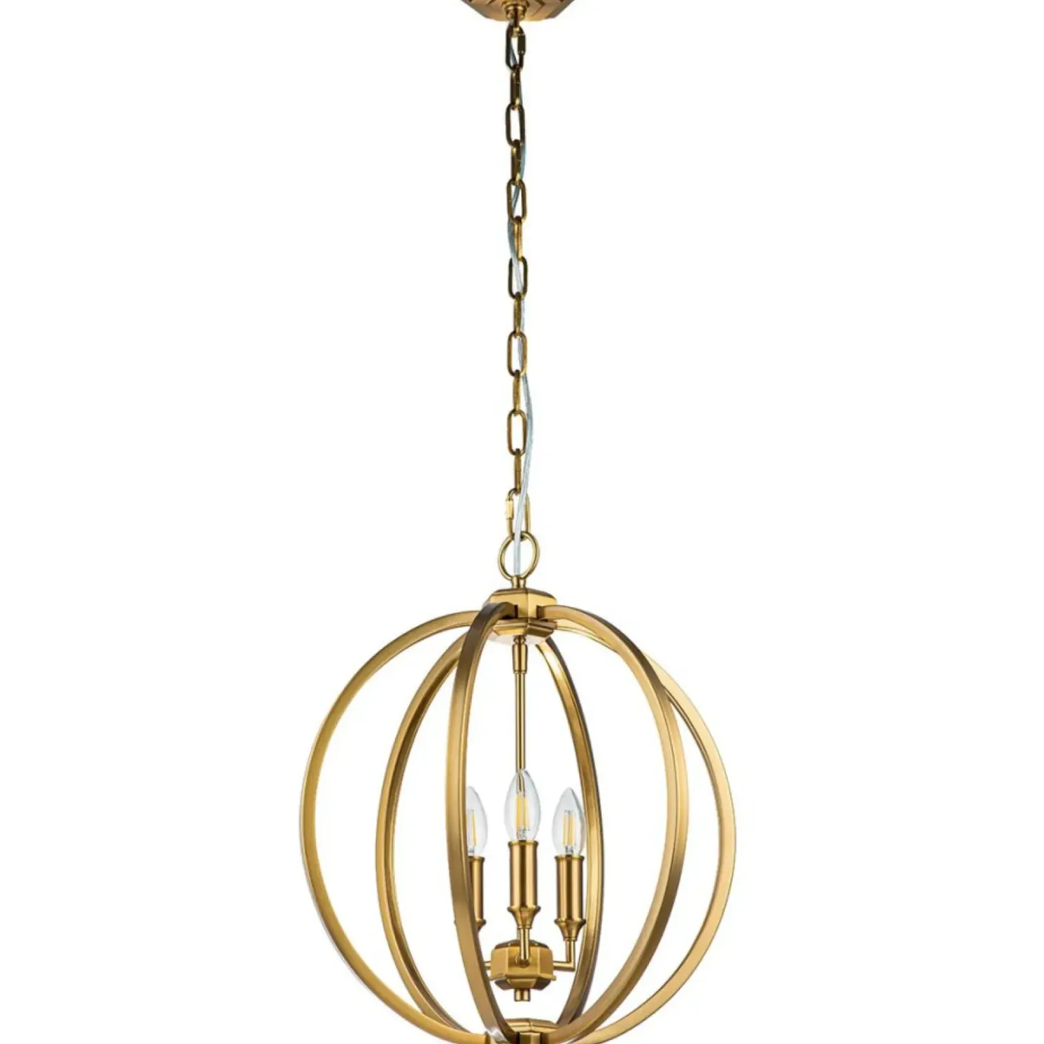 Złota lampa wisząca na łańcuchu FE-CORINNE-3P-M-BB z serii CORINNE*Sklep Kaja New