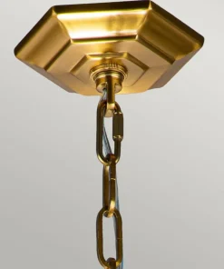 Złota lampa wisząca na łańcuchu FE-CORINNE-3P-M-BB z serii CORINNE*Sklep Kaja New