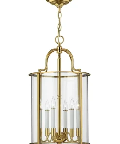 Złota lampa wisząca, szklany klosz HK-GENTRY-P-L-PB z serii GENTRY*Sklep Kaja Online