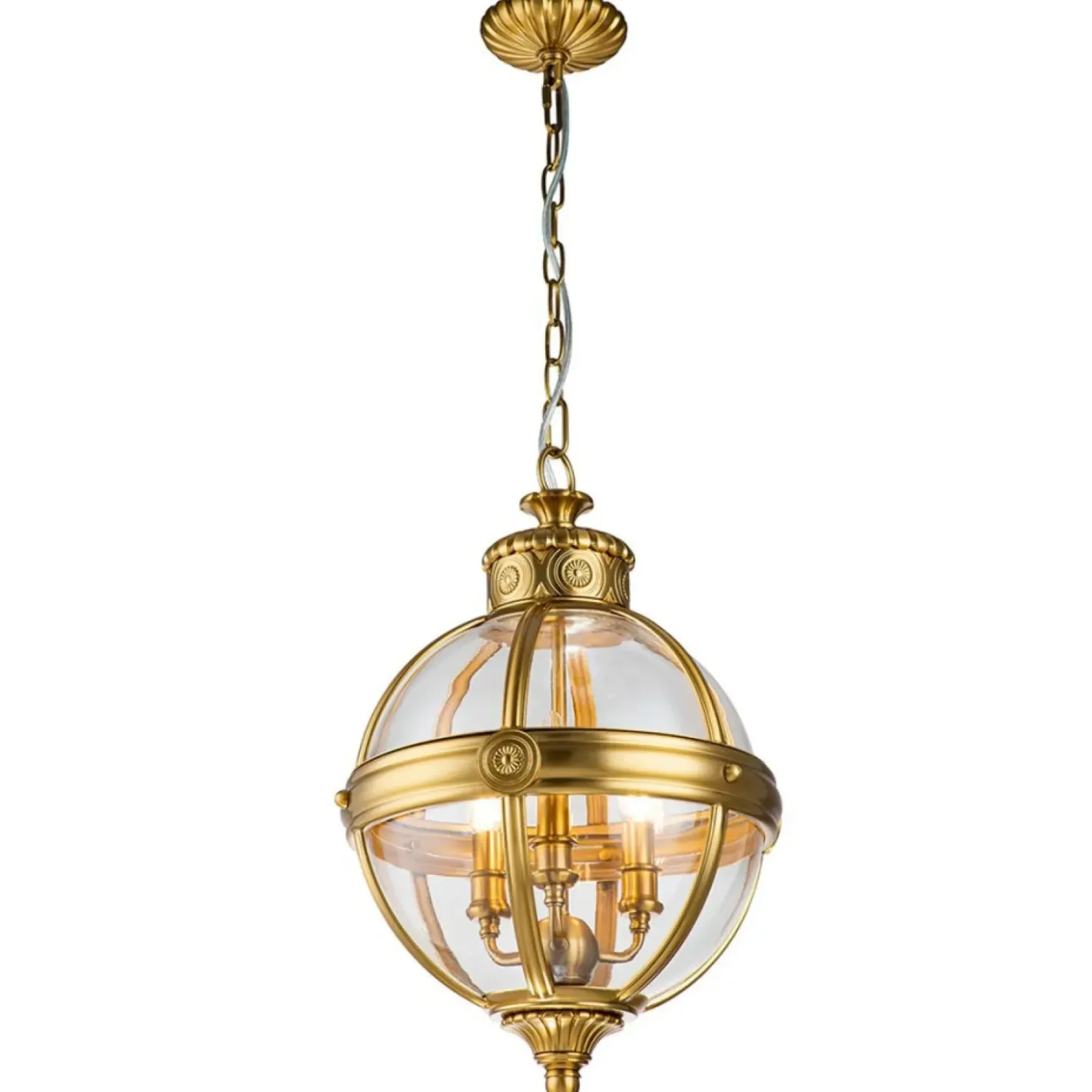 Złota lampa wisząca w kształcie kuli FE-ADAMS-3P-BB z serii ADAMS*Sklep Kaja Discount