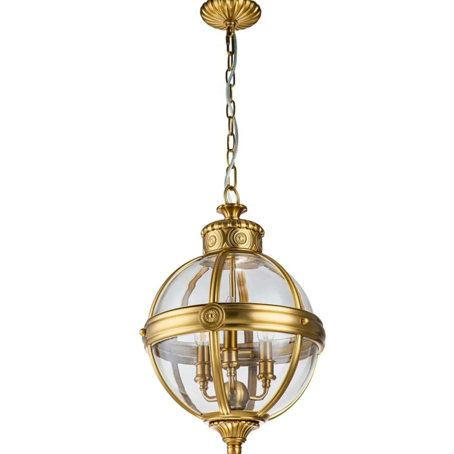 Złota lampa wisząca w kształcie kuli FE-ADAMS-3P-BB z serii ADAMS*Sklep Kaja Discount