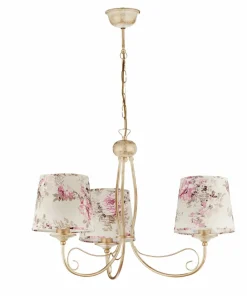 Złota lampa wisząca z abażurami w kwiaty JUP 1283 SARA | Kaja*Sklep Kaja Clearance