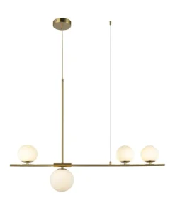 Outlet Sklep Kaja Złota lampa wisząca z białymi kloszami AZ4419 SANTANDER | Kaja złoty