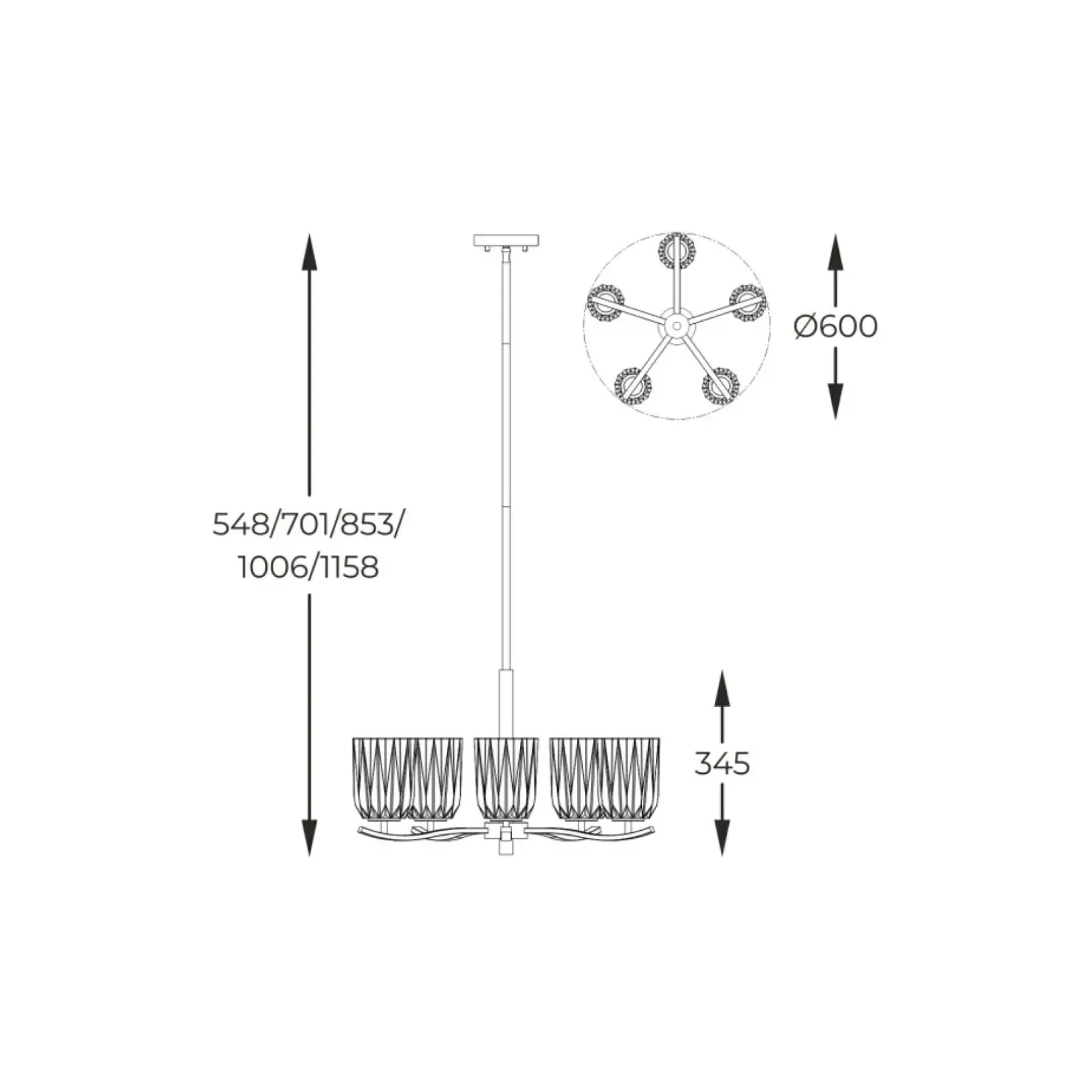 Online Sklep Kaja Złota lampa z kryształowymi kloszami P0590-05B-V7AC TAZZA | Kaja