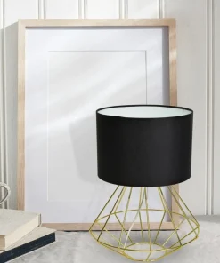 Złota lampka stołowa z czarnym abażurem MLP6272 z serii LUPO | Kaja Oświetlenie*Sklep Kaja Flash Sale