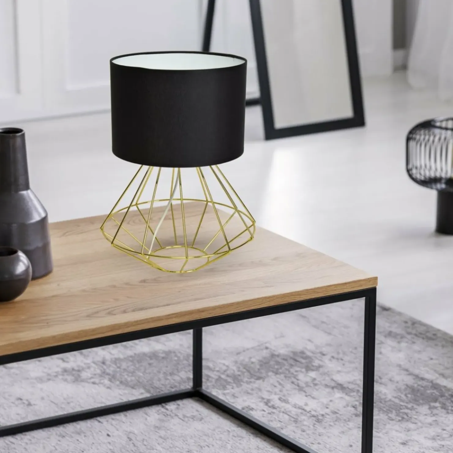 Złota lampka stołowa z czarnym abażurem MLP6272 z serii LUPO | Kaja Oświetlenie*Sklep Kaja Flash Sale