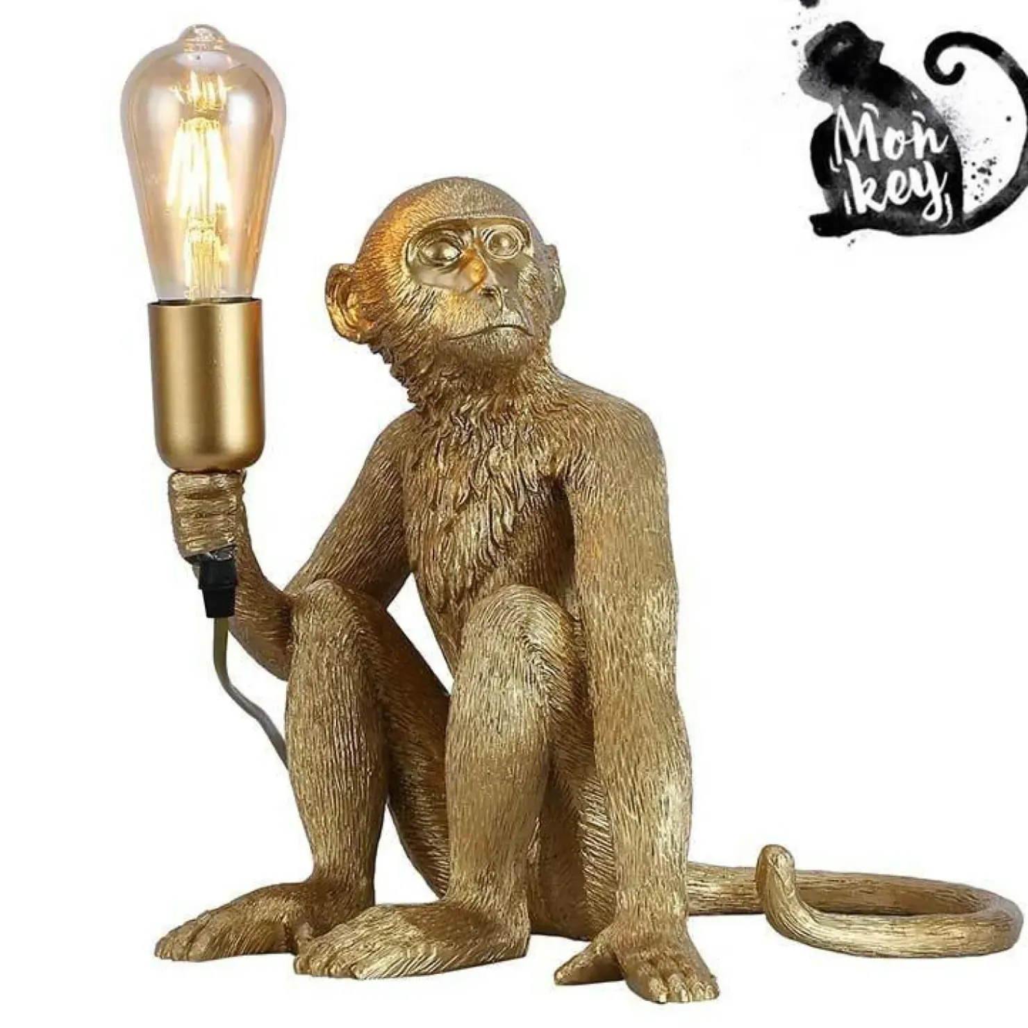 Złota, modernistyczna lampka nocna ABR-KARD4-G MONKEY | Kaja*Sklep Kaja Fashion